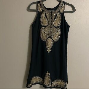 Free People Dress Size 8 Black And Gold Sequin Sparkly Embellished Boho India